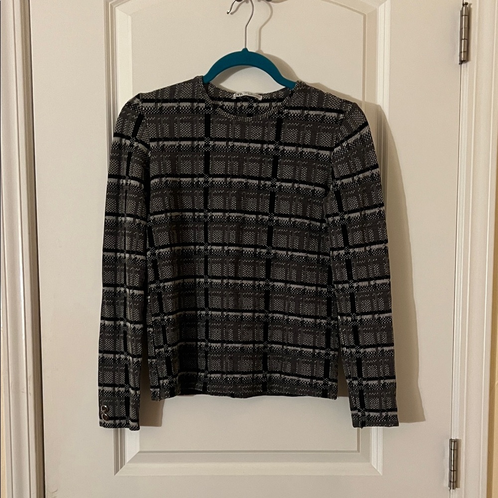 Zara Black and White Plaid Shirt